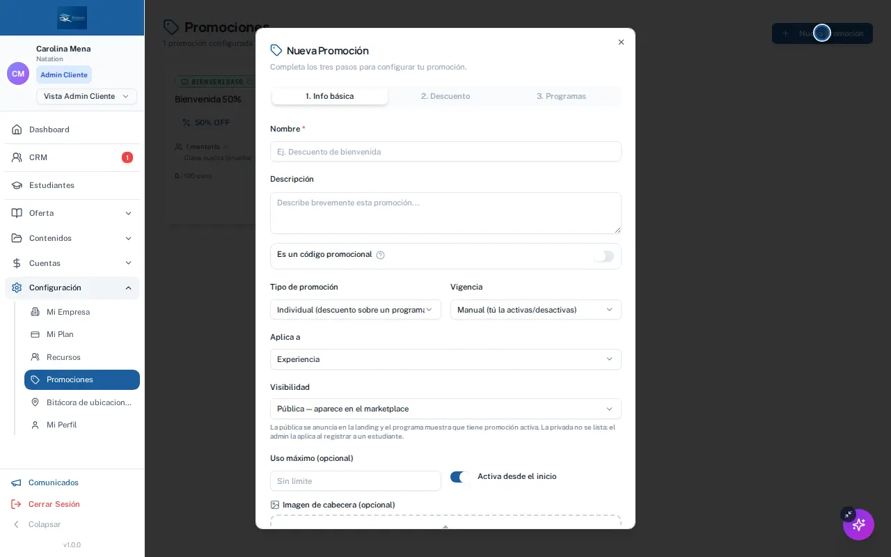 Paso 2: Crear una promoción nueva