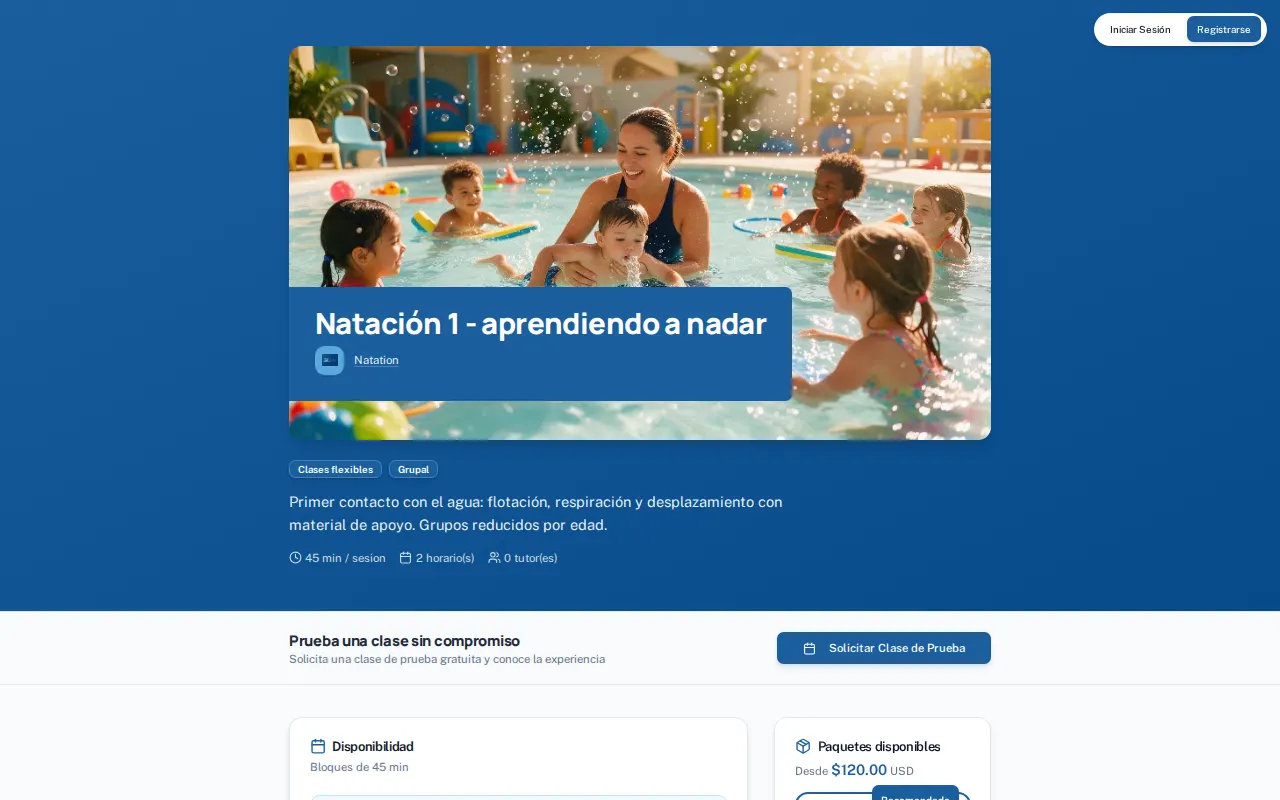 Paso 3: Al entrar a un programa se abre su propia landing: el nombre, el centro, la valoración y el precio desde el que arranca.