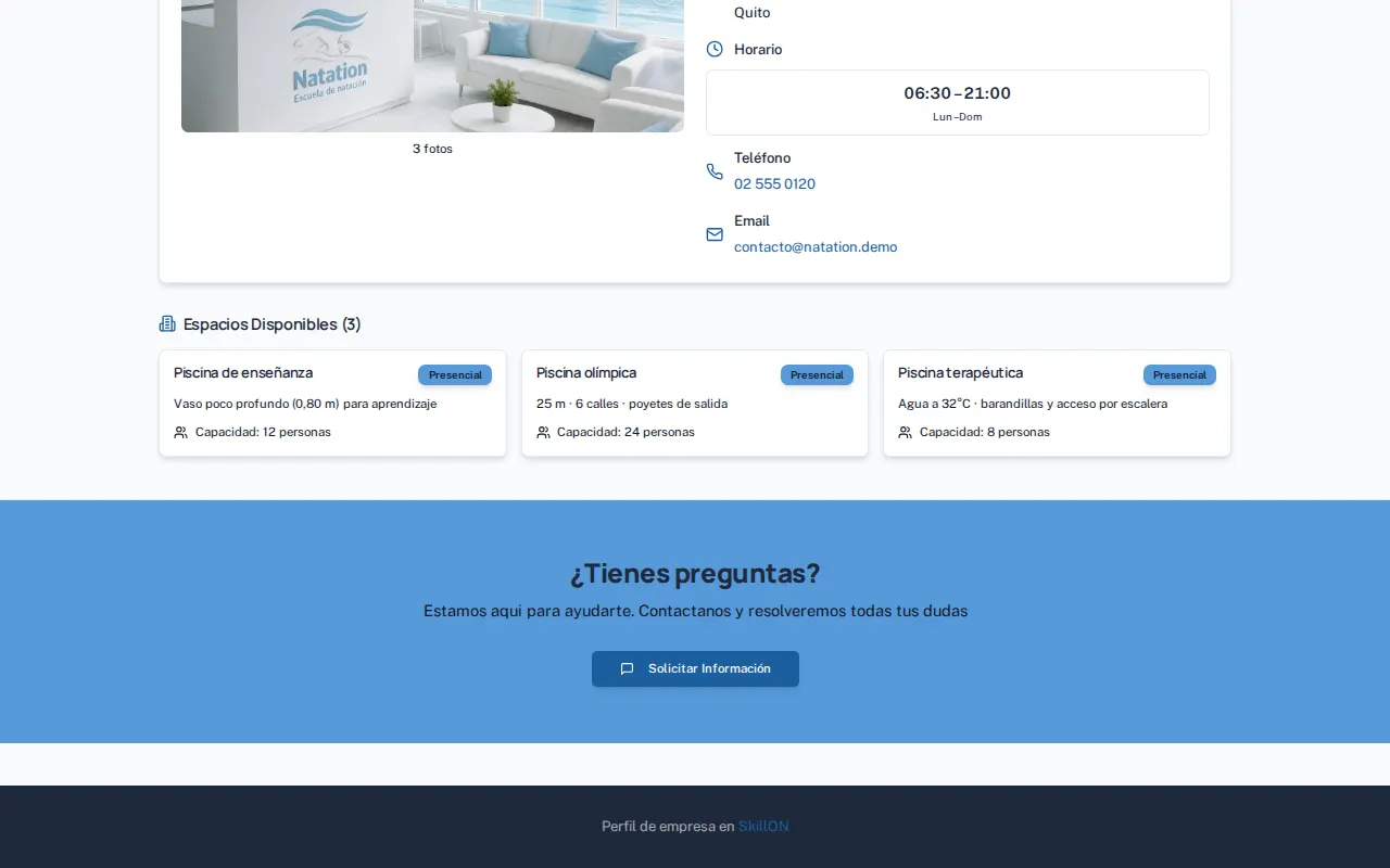 El formulario de contacto al pie de la página: lo que el visitante rellena cuando no compra hoy.