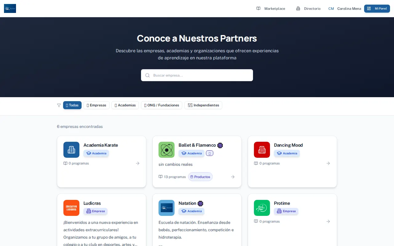 El catálogo de SkillON: aquí la gente compara centros que no conoce.
