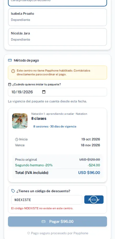 Paso 5: El mensaje cuando no aplica: dice el motivo exacto, no un fallo genérico.