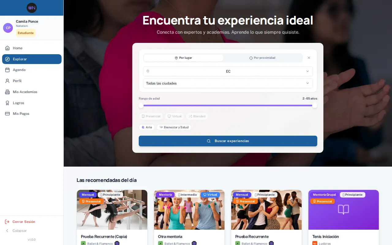 Paso 4: Explorar: la oferta a la que puedes apuntarte desde tu cuenta.