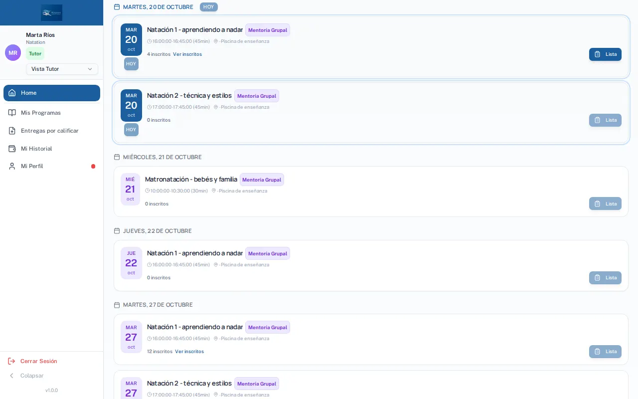 Paso 2: Los inscritos de cada clase.